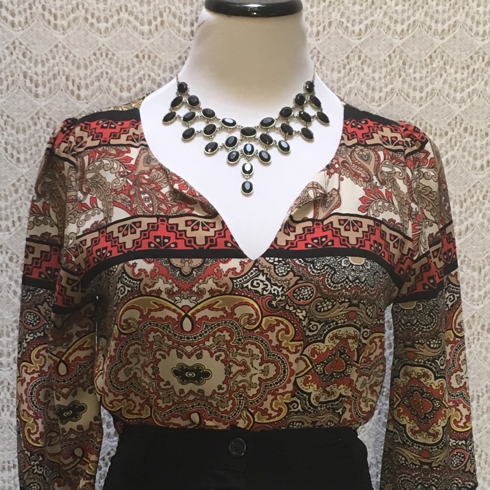 Alya 3/4 sleeve silky polyester printed blouse